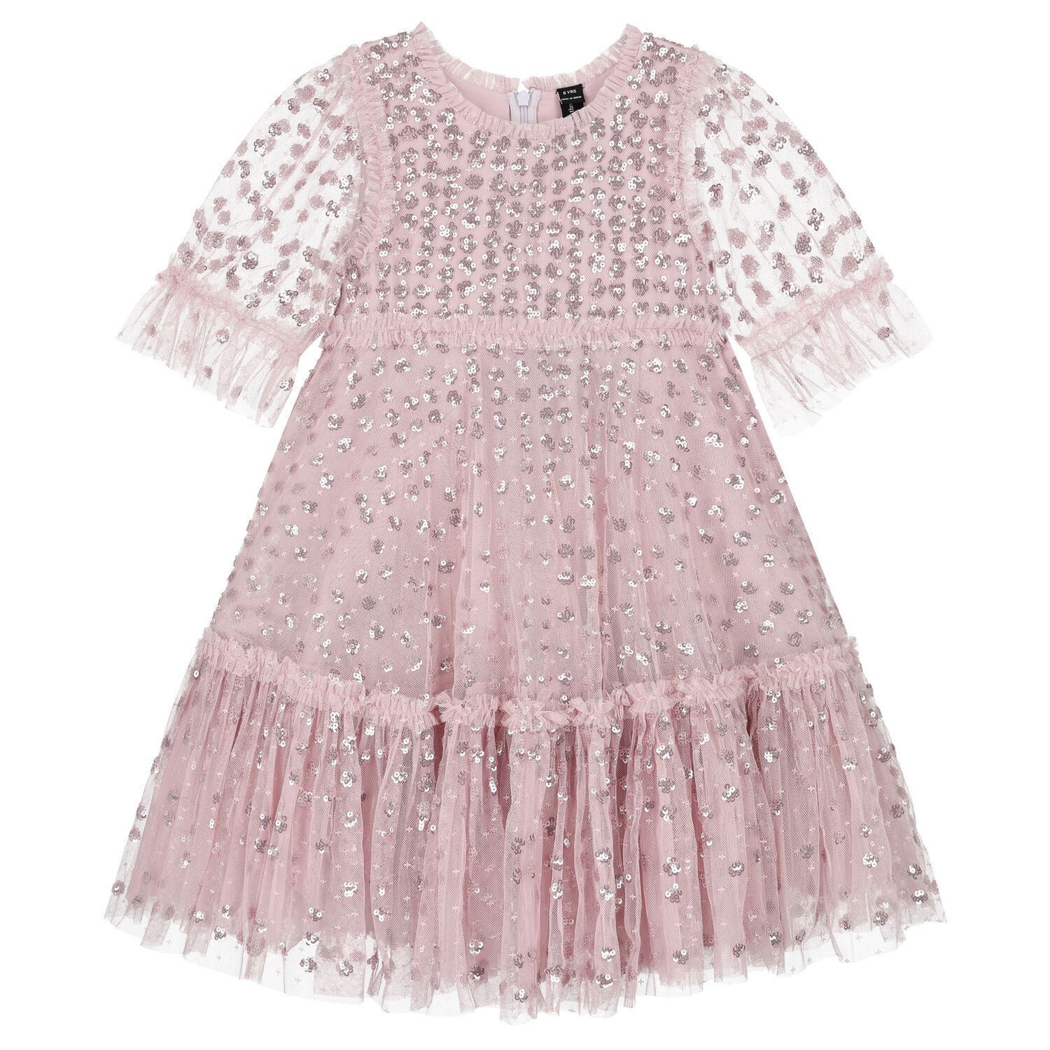 Girls Pink Sequin & Tulle Dress, 2, hi-res image number null