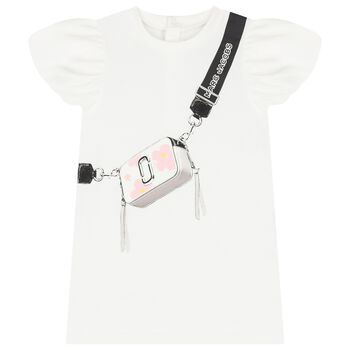 Younger Girls White Logo Bag Dress