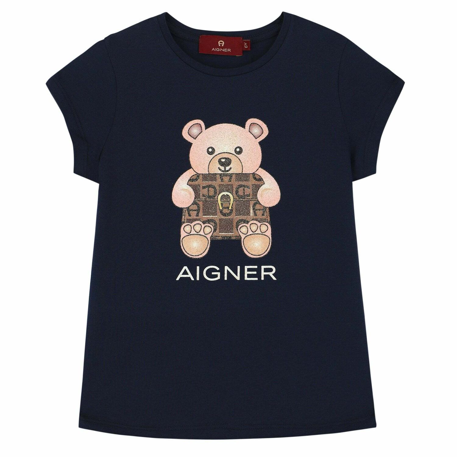 Girls Navy Teddy Bear T-Shirt, 3, hi-res image number null