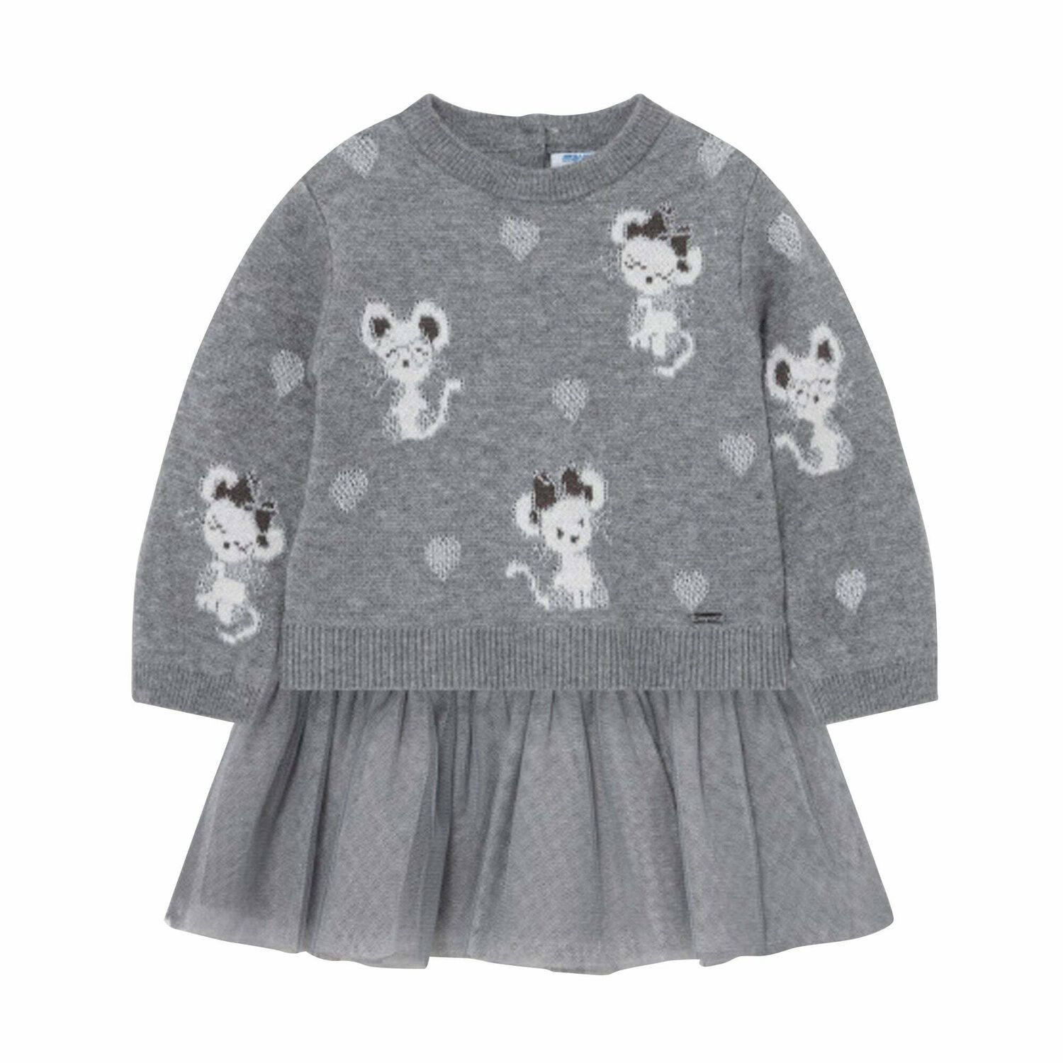Younger Girls Grey Mouse Sweater & Dress Set, 1, hi-res