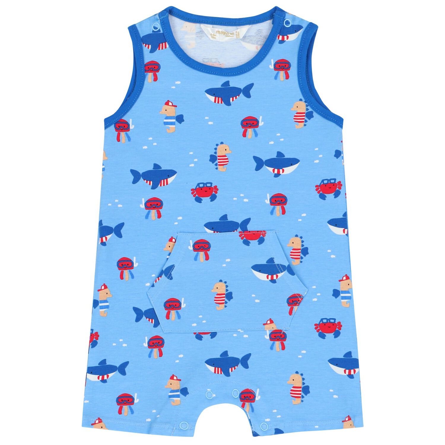 Baby Boys Blue & White Rompers ( 2-Pack ), 1, hi-res