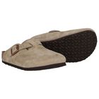Beige Logo Suede Leather Clog, 1, hi-res