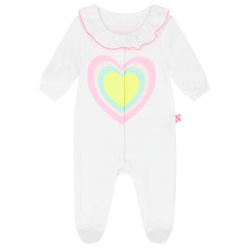Baby Girls White Heart Babygrow