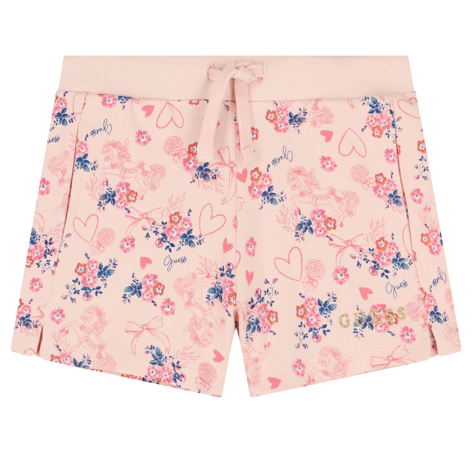 Girls Pink Floral Shorts, 1, hi-res