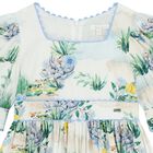 Girls White & Blue Floral Dress, 1, hi-res