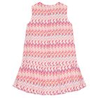 Girls Pink & White Logo Zig Zag Dress, 1, hi-res