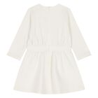 Younger Girls Ivory & Gold Logo Dress, 1, hi-res
