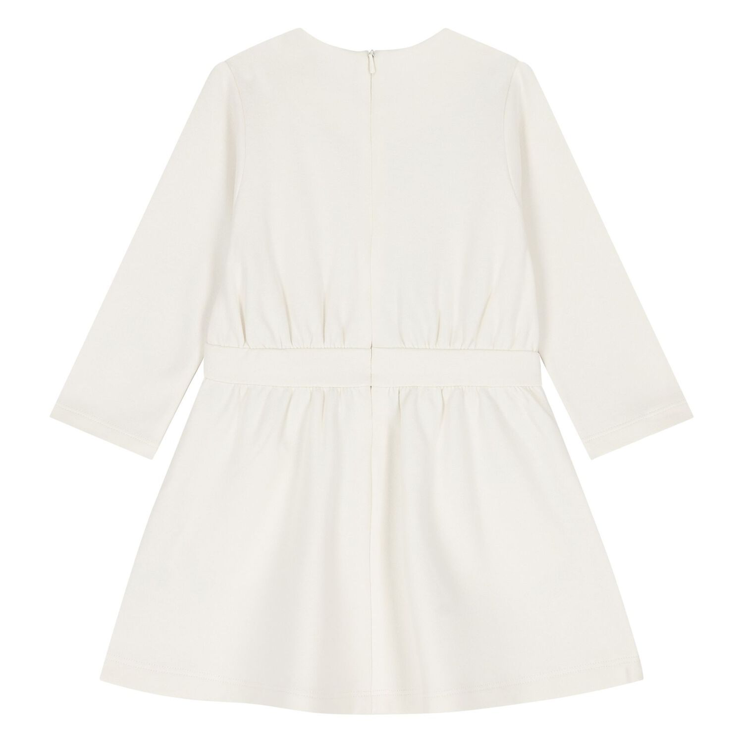 Younger Girls Ivory & Gold Logo Dress, 1, hi-res