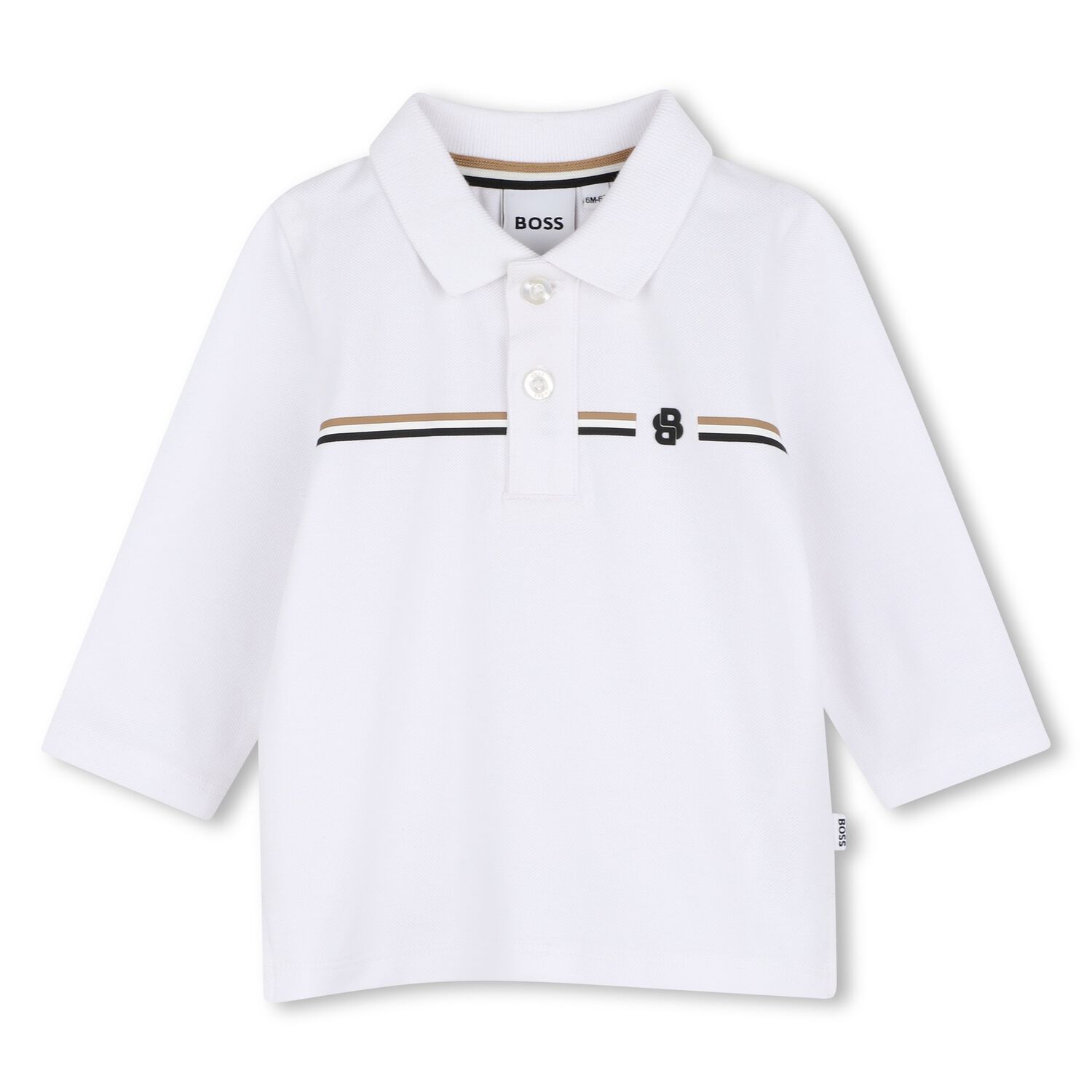 Younger Boys White Logo Polo Shirt, 2, hi-res