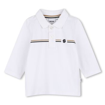 Younger Boys White Logo Polo Shirt