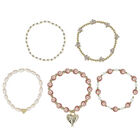 Girls Pink & Gold Beaded Bracelets (5 Pack), 1, hi-res