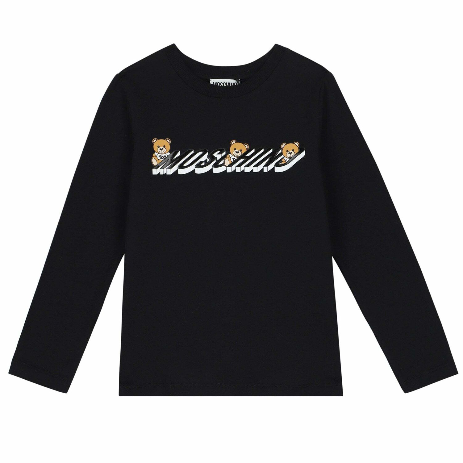 Black Teddy Logo Long Sleeve Top, 2, hi-res