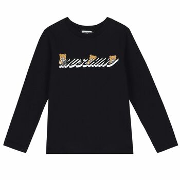 Black Teddy Logo Long Sleeve Top