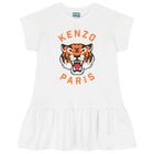 Girls White Tiger Logo Dress, 2, hi-res