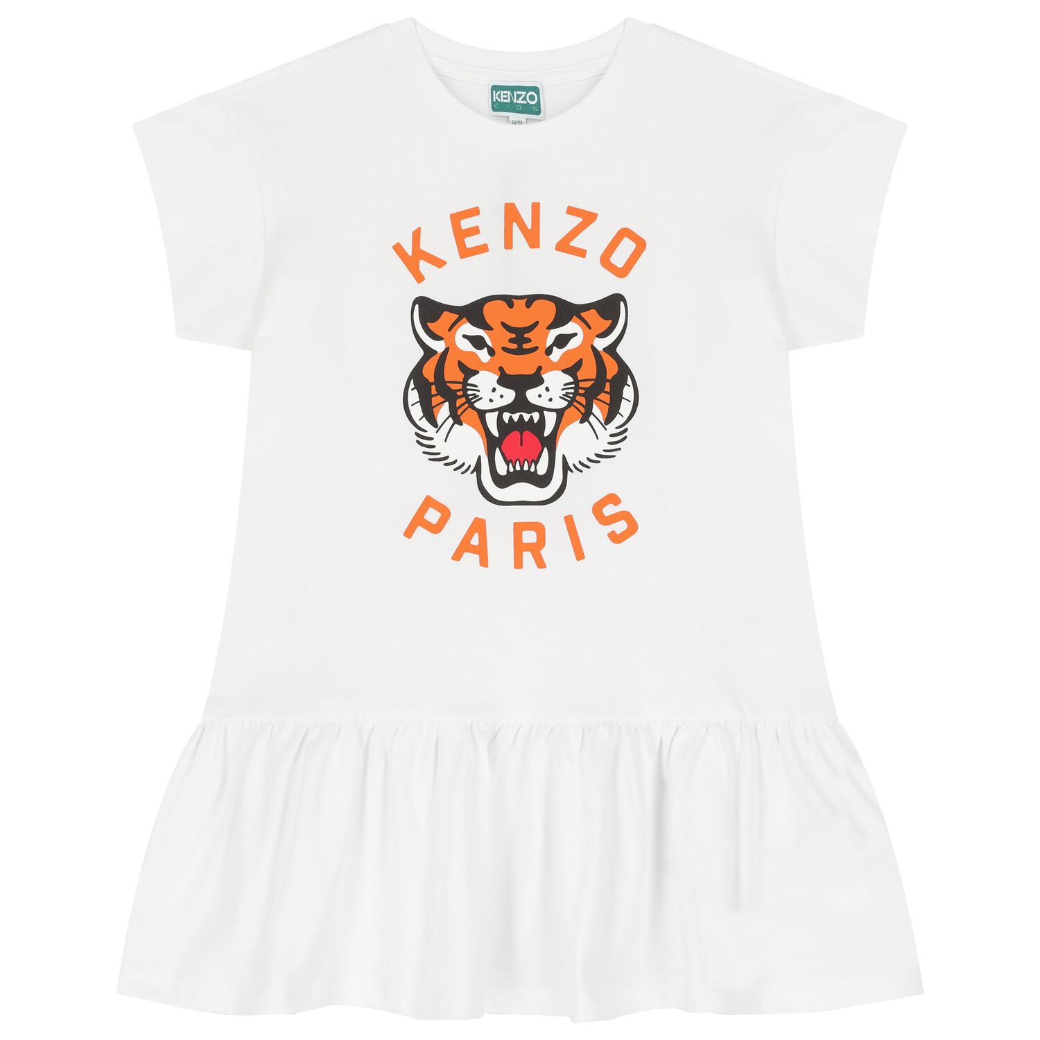Girls White Tiger Logo Dress, 2, hi-res image number null