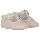 Beige Leather Pre Walker Shoes, 3, hi-res