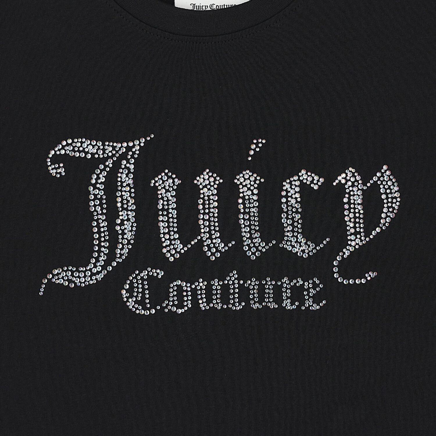 Girls Black Diamante Logo & Flared Leggings Set, 1, hi-res