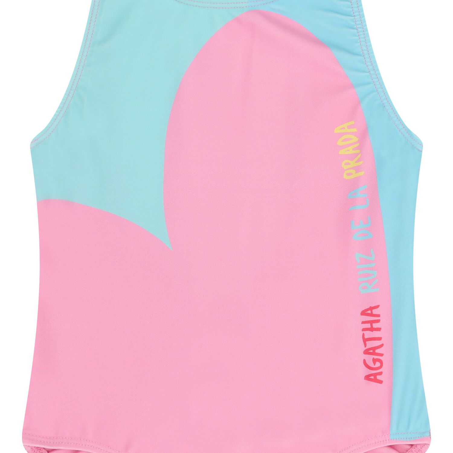 Girls Pink & Aqua Heart Logo Swimsuit, 1, hi-res