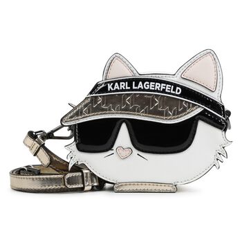 Girls White & Gold Choupette Handbag