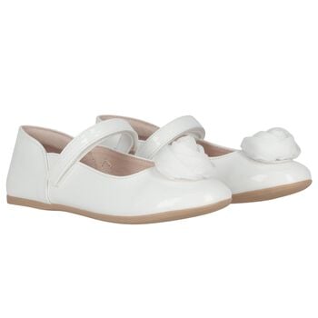 Girls White Flower Shoes