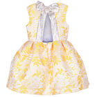 Girls Yellow & White Jacquard Dress, 1, hi-res