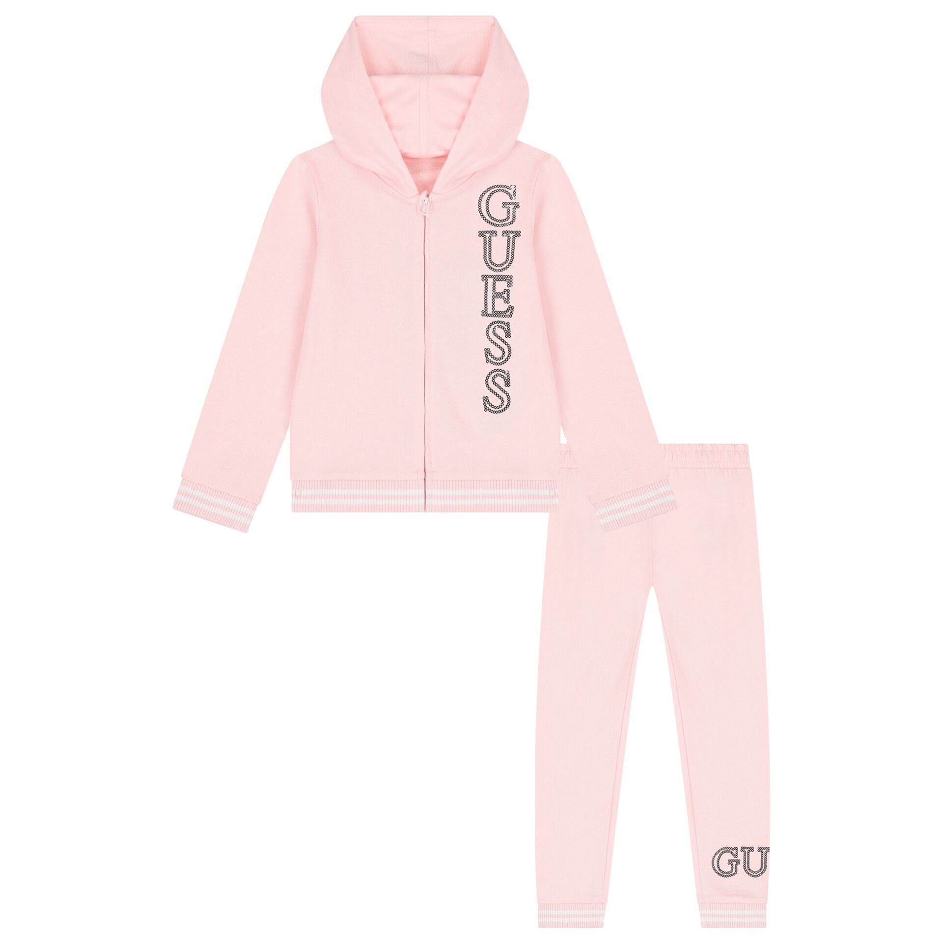 Guess Girls Pink Logo Sequin Tracksuit Junior Couture UK