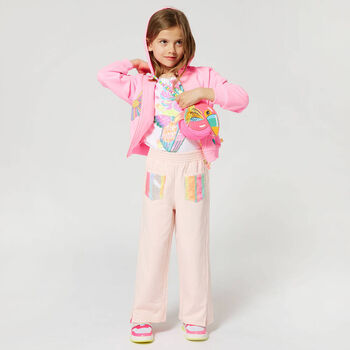 Girls Pink Sequin Joggers