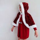 Girls Red Sequin Mrs Claus Cape, 1, hi-res