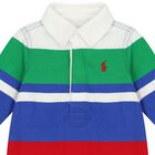 Baby Boys Multi-Coloured Striped Logo Romper, 1, hi-res