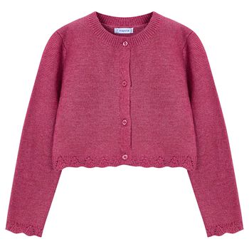 Girls Pink Knitted Cardigan