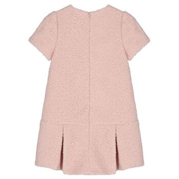Girls Pink Bow Boucl&eacute; Dress