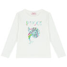 Girls Ivory Logo Long Sleeve Top, 1, hi-res
