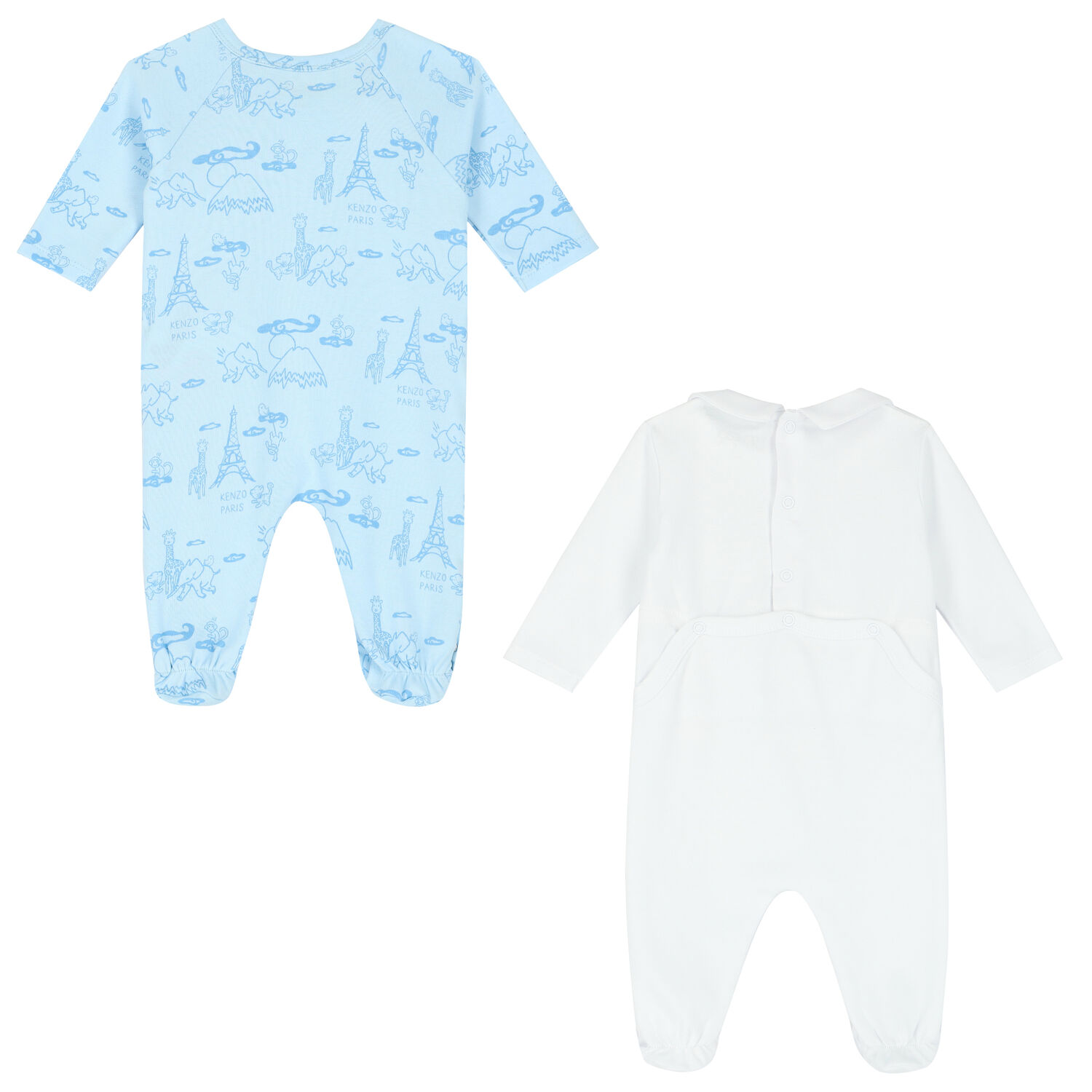 Boys Blue & White Logo Babygrows ( 2-Pack ), 1, hi-res