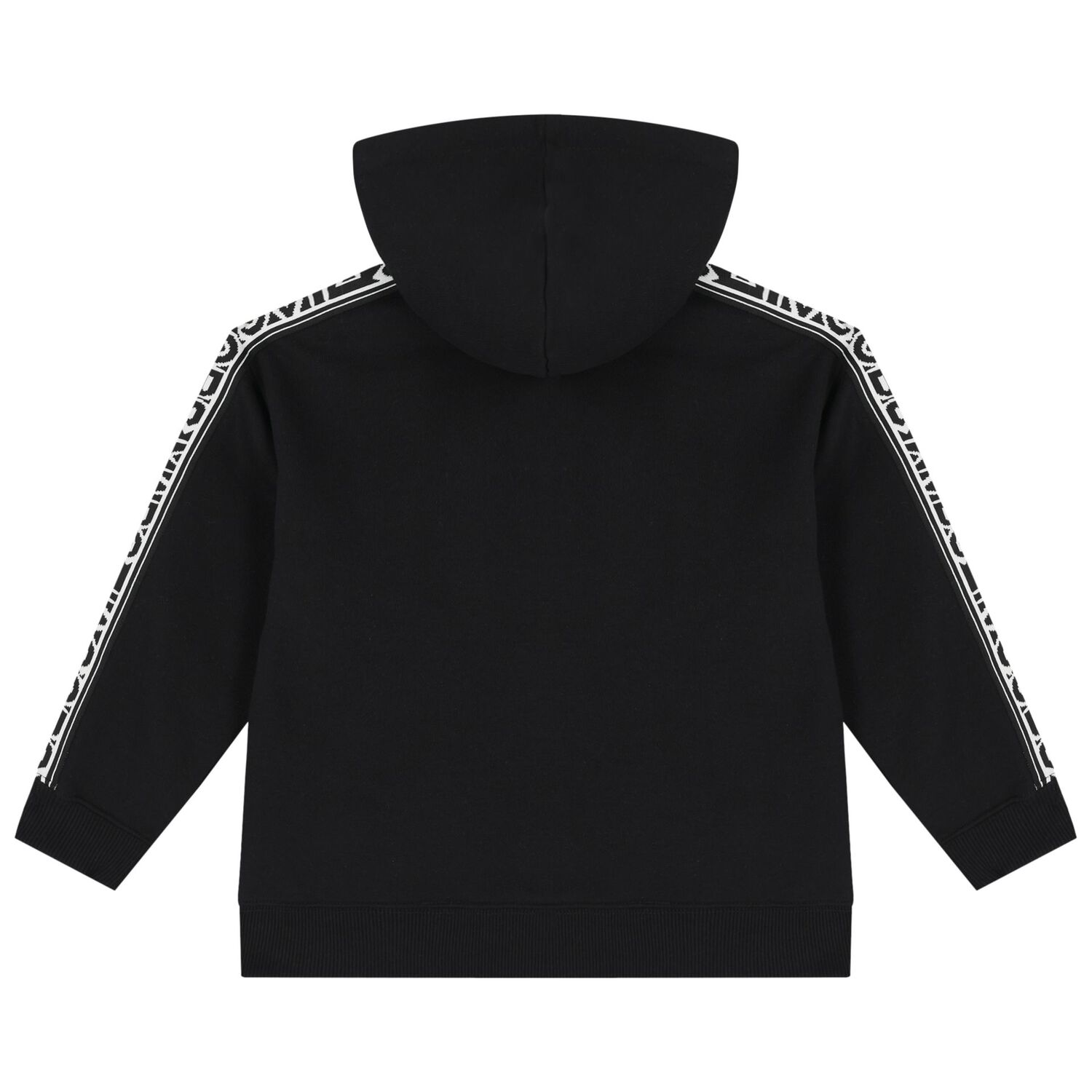 Black Logo Hooded Zip Up Top, 1, hi-res