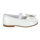 Girls White Bow Leather Shoes, 1, hi-res