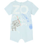 Baby Boys Blue Logo Romper, 1, hi-res