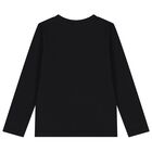 Girls Black Logo Long Sleeve Top, 2, hi-res
