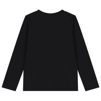 Girls Black Logo Long Sleeve Top