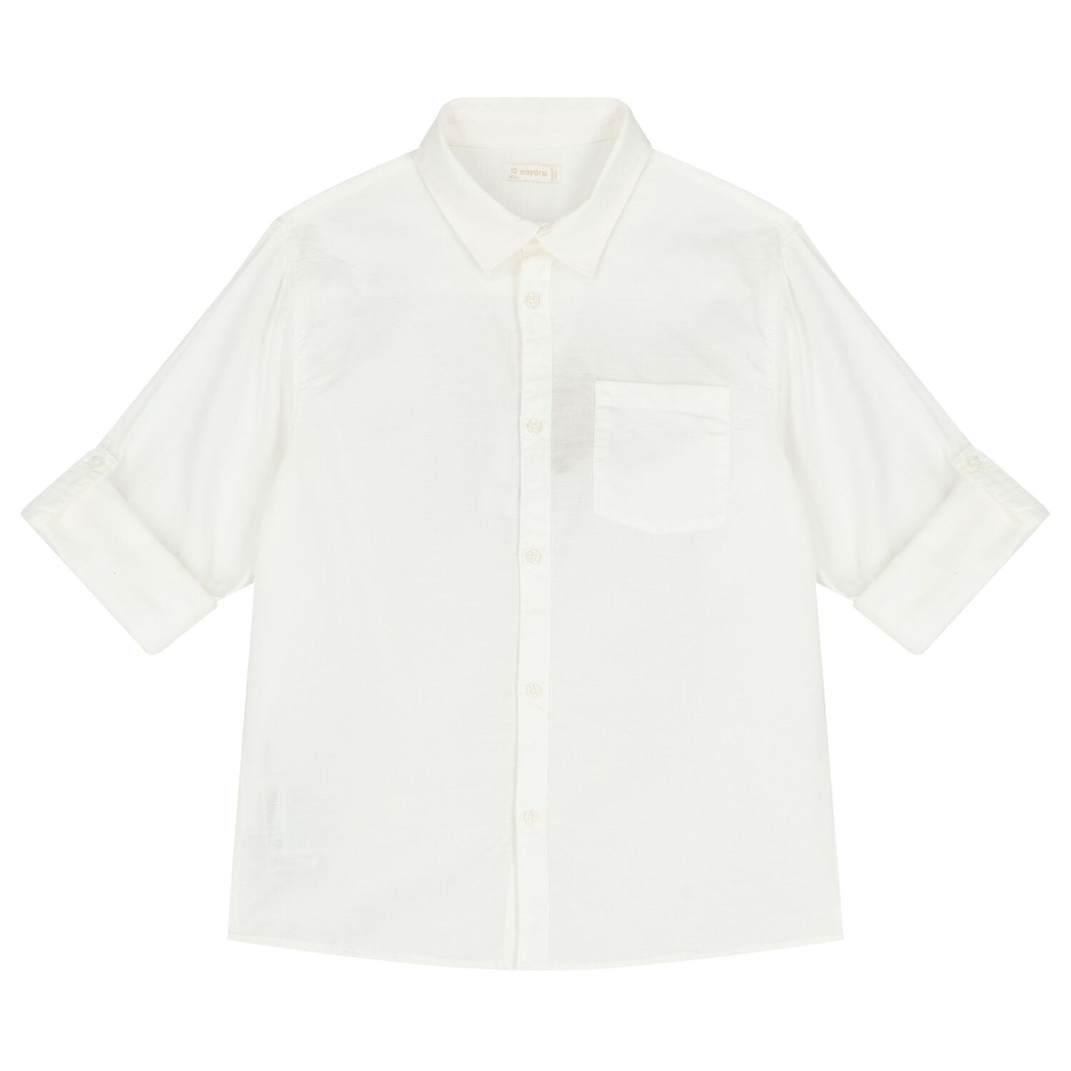 Boys White Linen Shirt, 1, hi-res