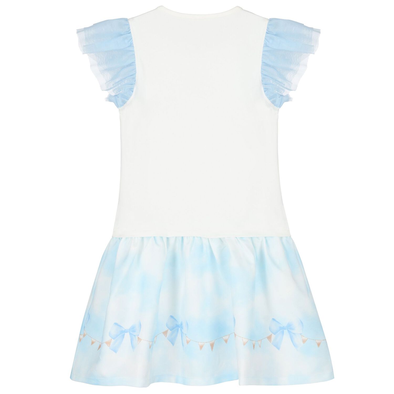 Girls White & Blue Balloon Dress, 1, hi-res image number null