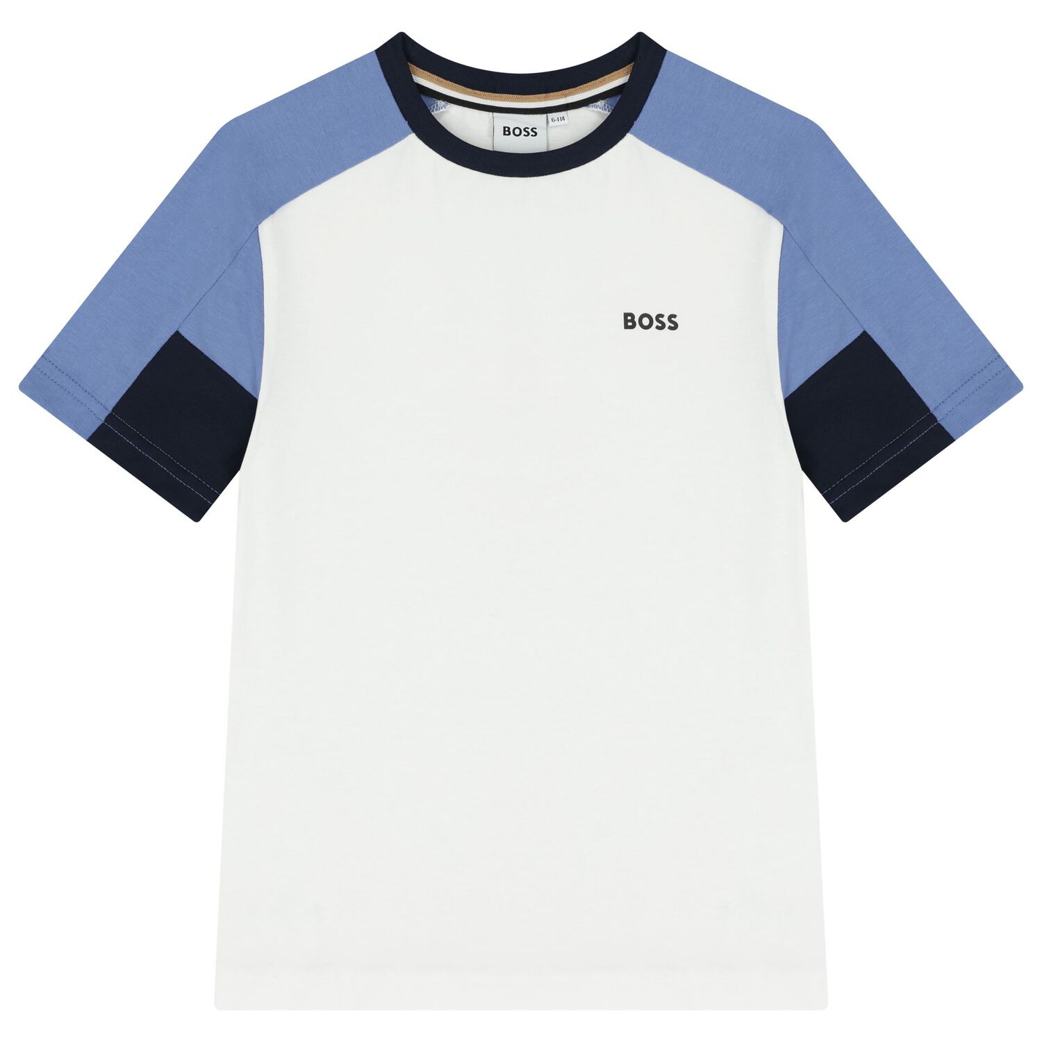 Boys White & Navy Blue Logo Shorts Set, 1, hi-res