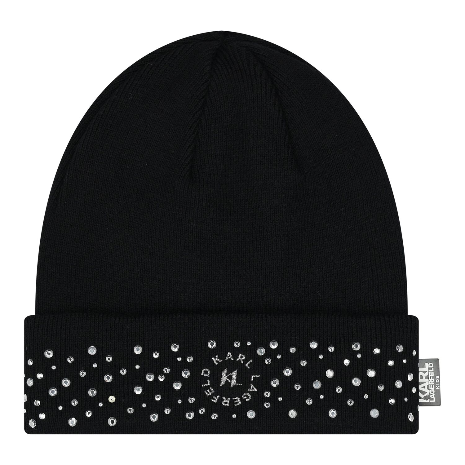 Girls Black Logo Beanie Hat, 1, hi-res image number null