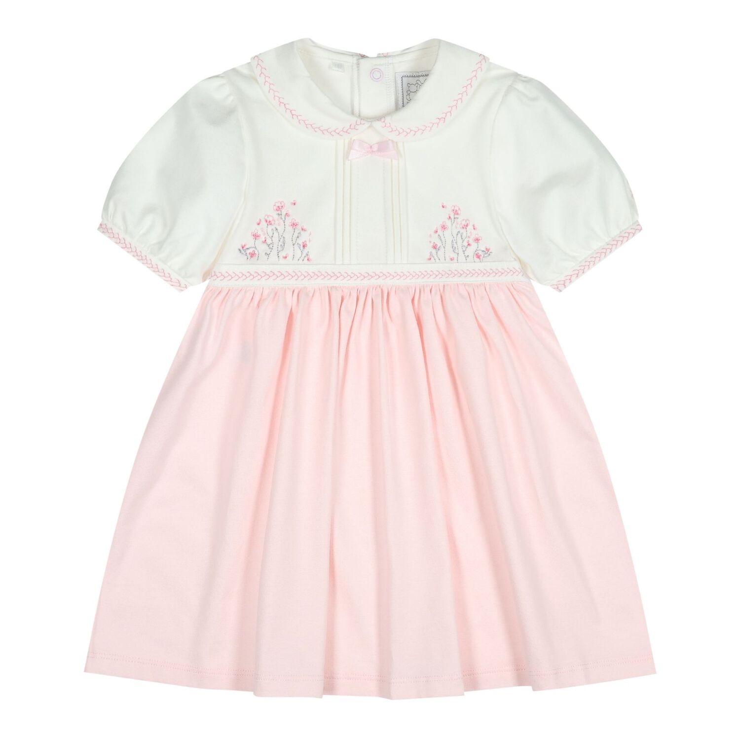 Baby Girls White & Pink Floral Dress Set, 1, hi-res