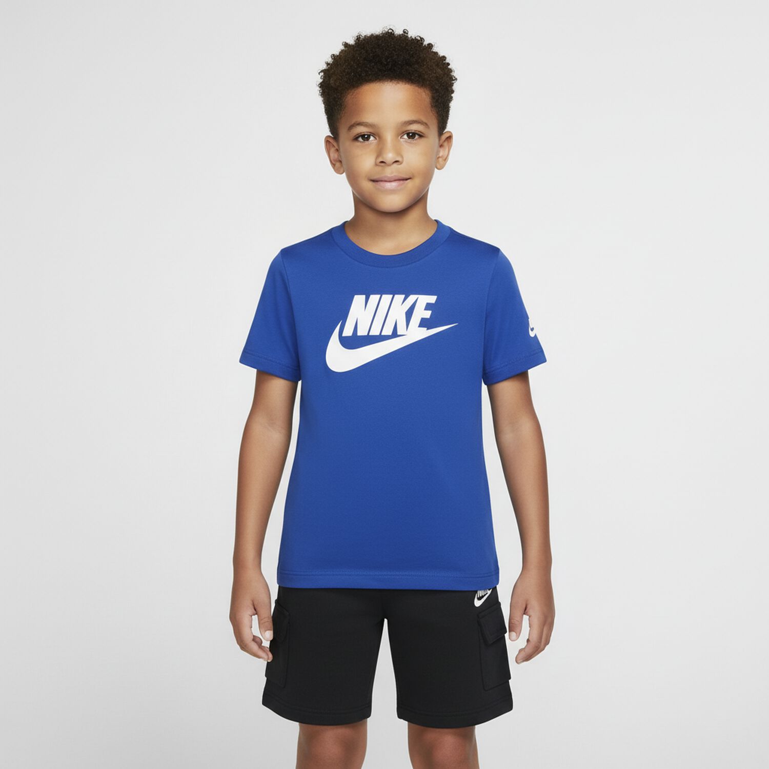 Boys Black Logo Shorts, 1, hi-res