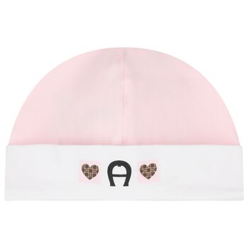 Baby Girls Pink & White Logo Hat