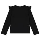 Girls Black Teddy Bear Logo Long Sleeve Top, 2, hi-res