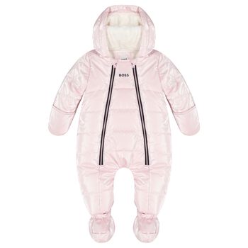 Baby Girls Pink Logo Snow Suit, 1 Baby Girls Pink Logo Snow Suit