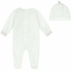Ivory & Beige Logo Babygrow & Hat Set, 3, hi-res