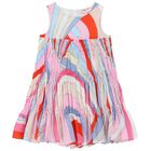 Girls Multi-Coloured Iride Pleated Dress, 1, hi-res