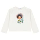 Girls White & Navy Blue Printed Tracksuit ( 3 Piece ), 1, hi-res
